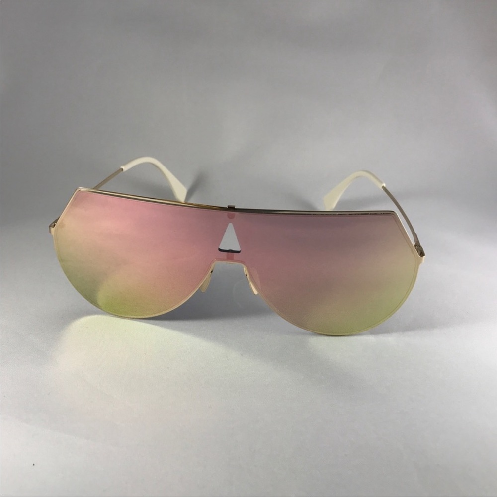Fendi Women's Eyeline Mirrored Shield Sunglasses, 55mm in Rose Gold